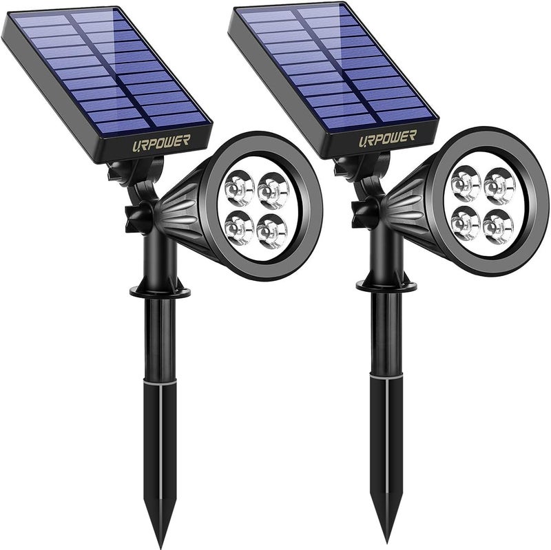 URPOWER Solar Spot Lights - 2-in-1 Waterproof Landscape Spotlights, Dusk-to-Dawn Solar Powered Outdoor Lights for Garden, Yard, Pathway (2 Pack) - Image 1